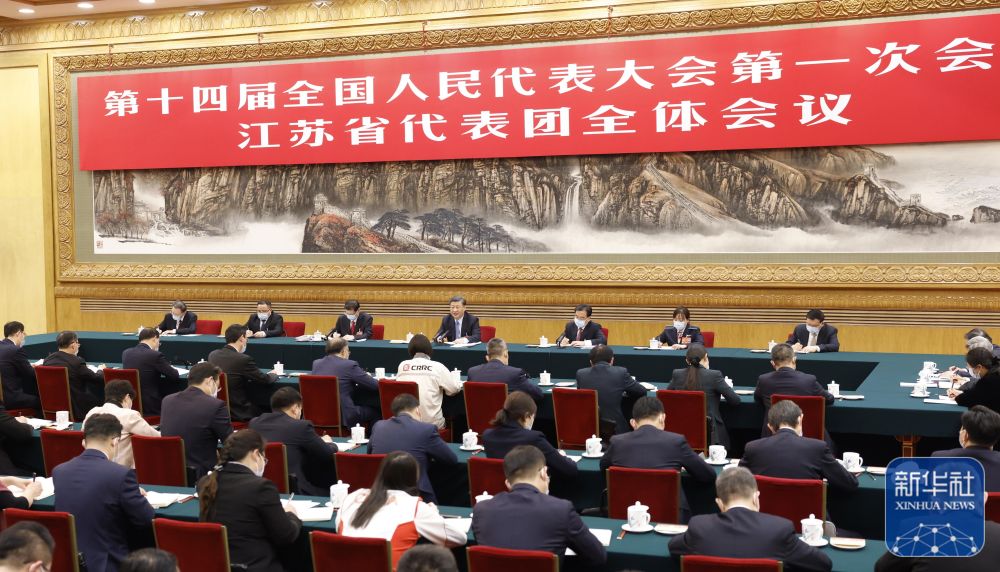 3月5日，中共中央总书记、国家主席、中央军委主席习近平参加他所在的十四届全国人大一次会议江苏代表团审议。新华社记者 黄敬文  摄.jpg